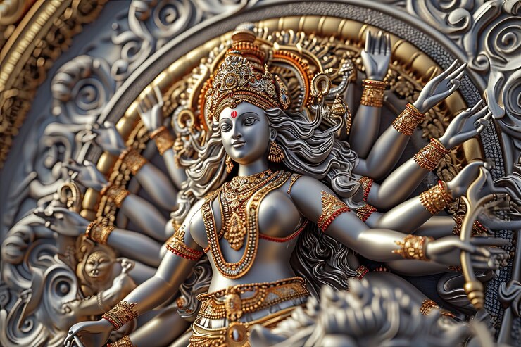 मुफ़्त फोटो नवरात्रि उत्सव के लिए 3d दुर्गा देवी