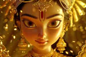 Foto gratuita 3d durga dea per la celebrazione di navratri.