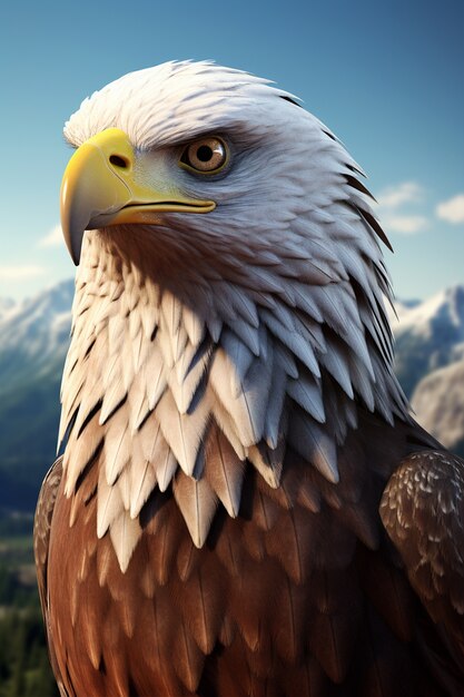 3d eagle rendering portrait