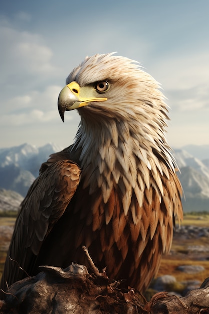 3d eagle rendering portrait