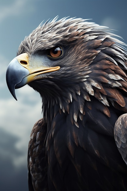 3d eagle rendering portrait