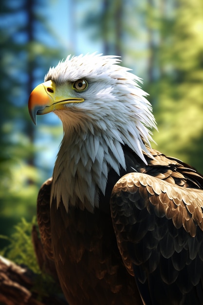 Free photo 3d eagle rendering portrait