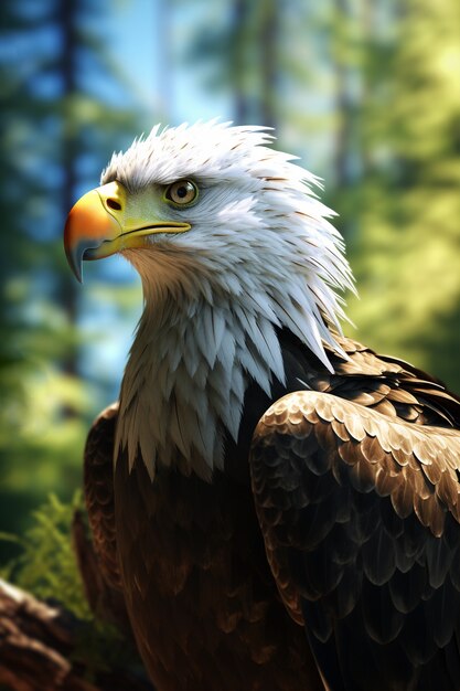 3d eagle rendering portrait