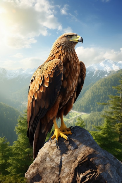 Free photo 3d eagle rendering portrait