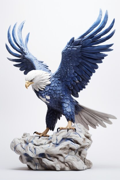 3d eagle rendering with open wings