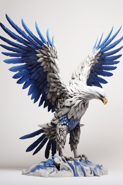 3d eagle rendering with open wings