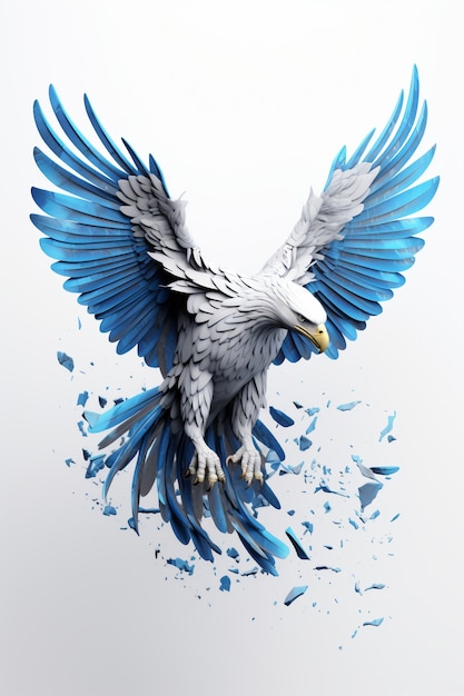 Free photo 3d eagle rendering with open wings