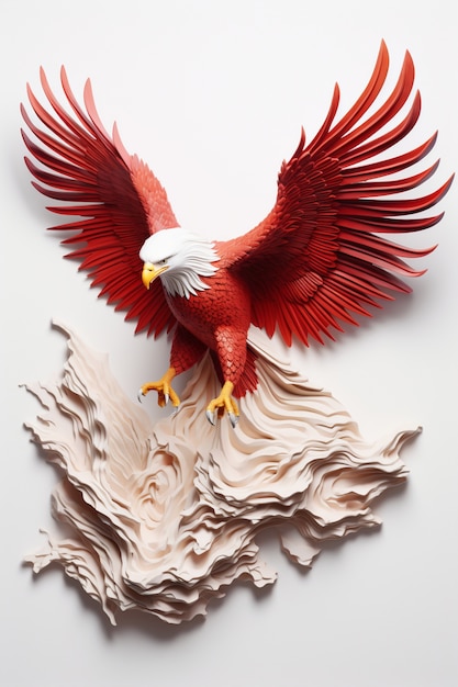 Бесплатное фото 3d-рендеринг орла с открытыми крыльями