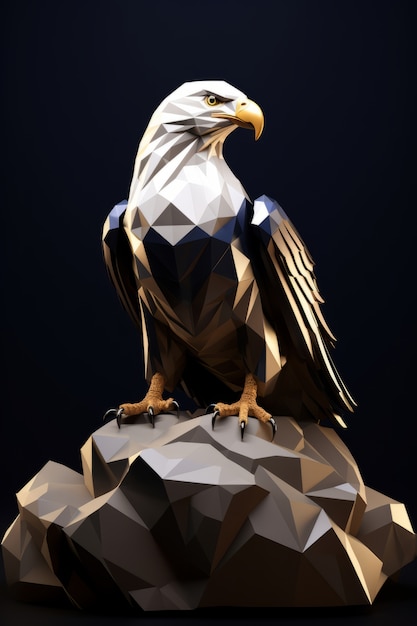 Free photo 3d eagle sitting on rocks