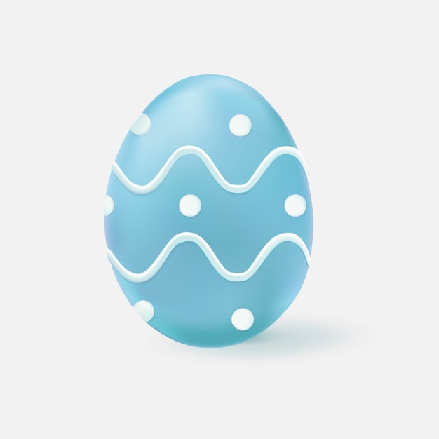 지그 폴카 도트 패턴이 있는 3D 부활절 달걀 파란색