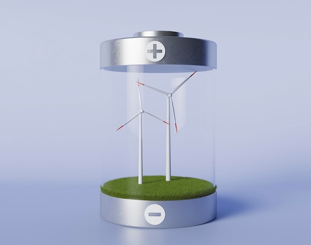 Free photo 3d eco project for environment with windmill