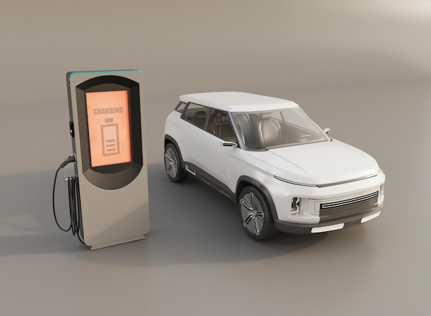 3d electric car and charging station