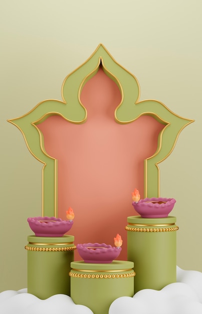 3d elements for diwali festival celebration