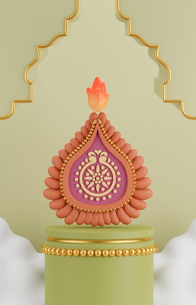 3d elements for diwali festival celebration