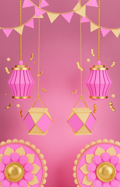 3d elements for diwali festival celebration