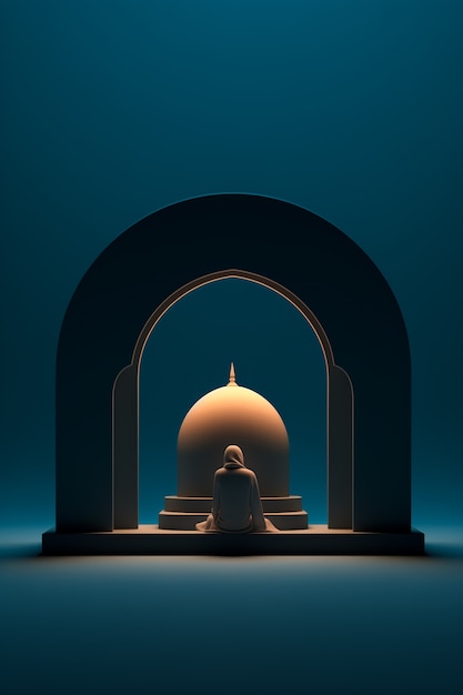 Foto gratuita elementi 3d per la celebrazione islamica del ramadan