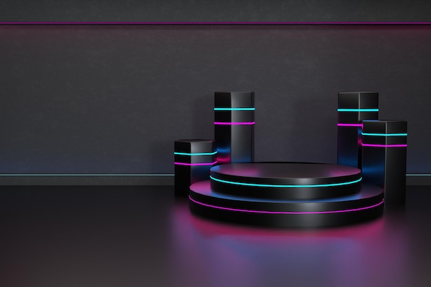 3d empty black podium for product presentation background