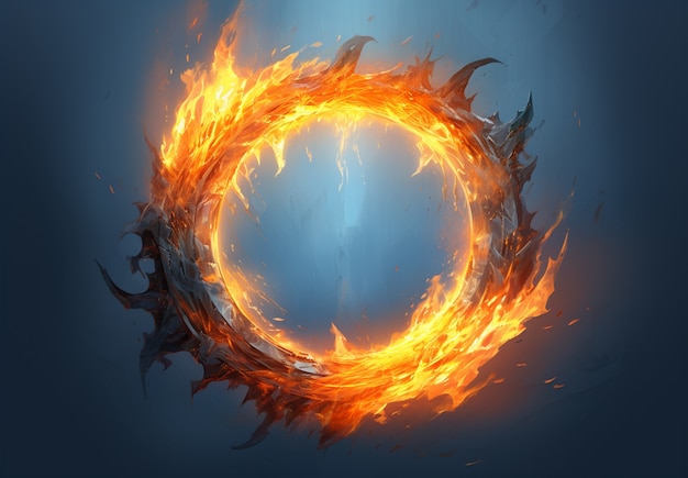 Free photo 3d fire ring with flames