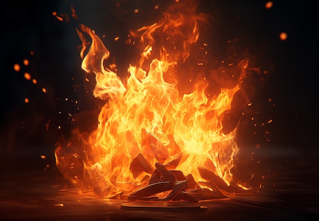 Foto gratuita fuoco 3d con fiamme