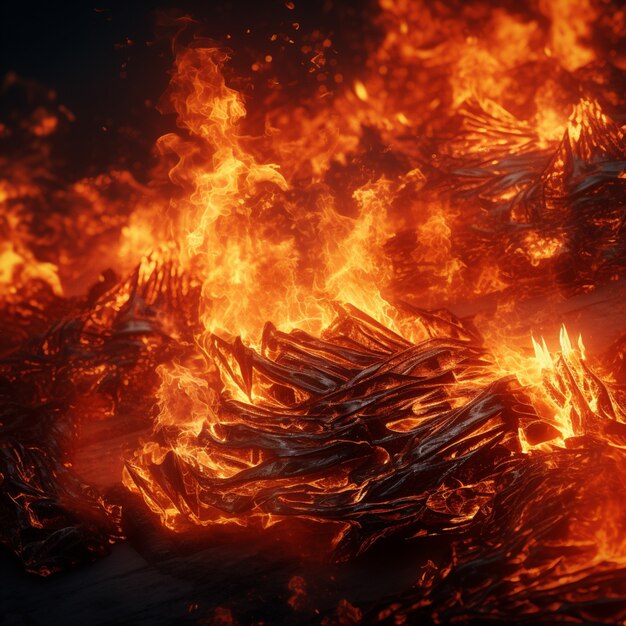 3d fire with flames