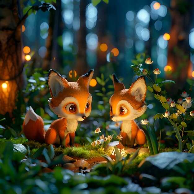 3d fox cartoon illustration