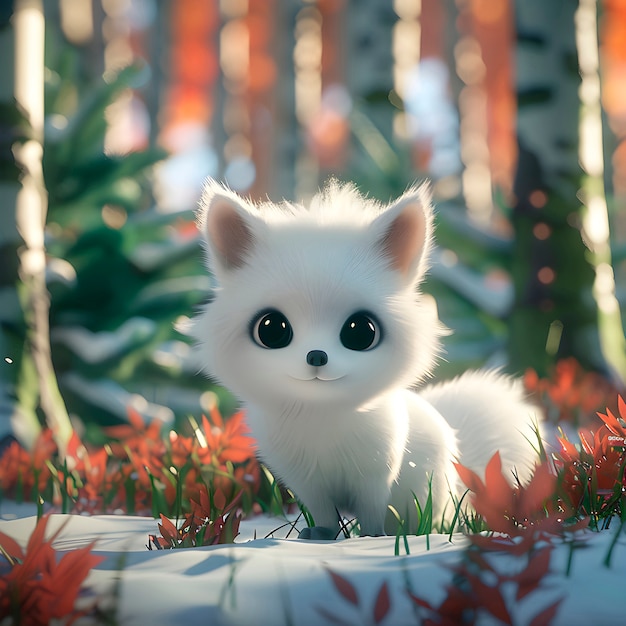 Free photo 3d fox cartoon illustration