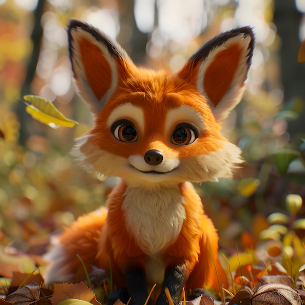 3d fox cartoon illustration