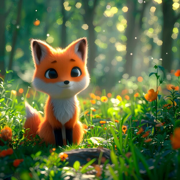 3d fox cartoon illustration