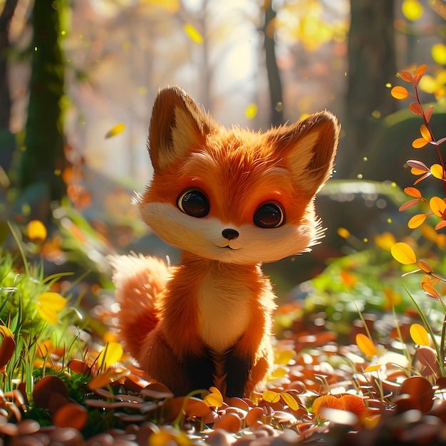 3d fox cartoon illustration