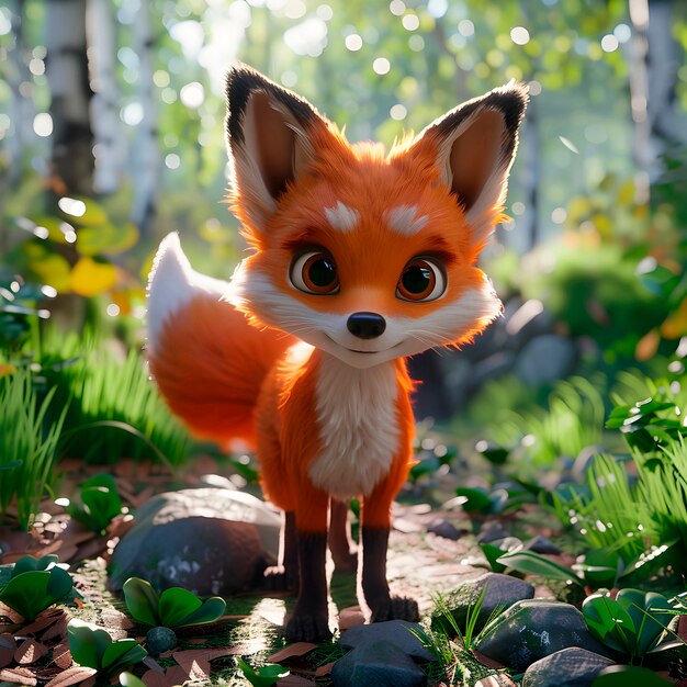 3d fox cartoon illustration