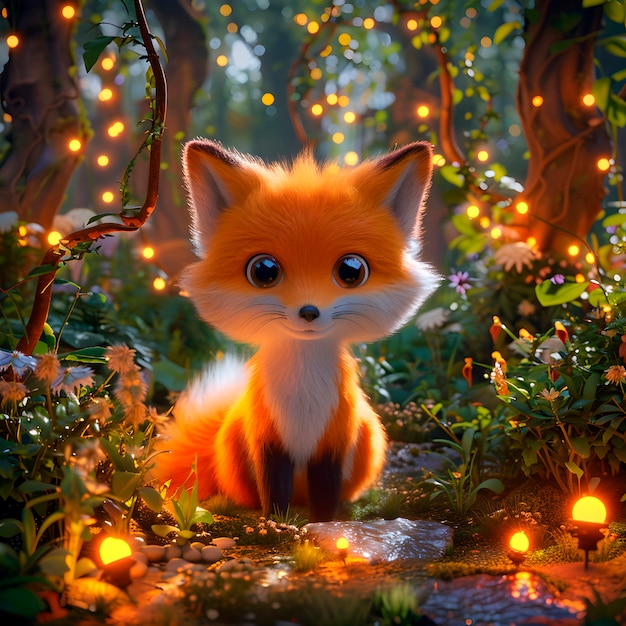 3d fox cartoon illustration