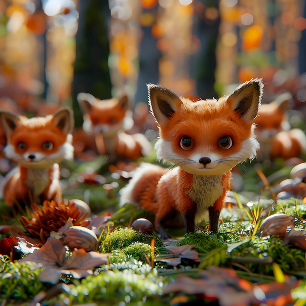 3d fox cartoon illustration