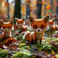 Бесплатное фото Иллюстрация мультфильма 3d fox