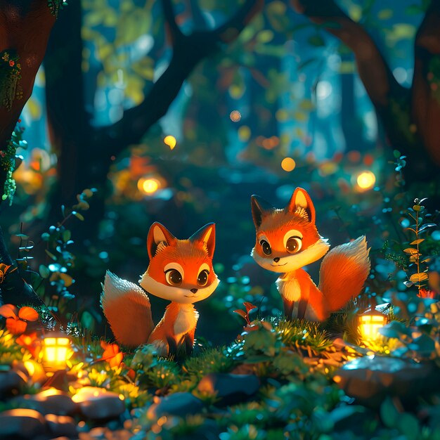 3d fox cartoon illustration