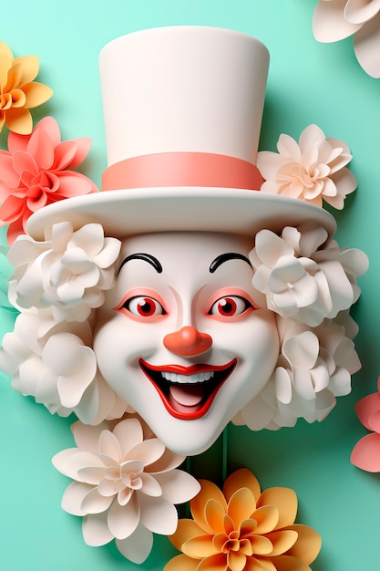 Foto gratuita personaggio di carnevale divertente in 3d