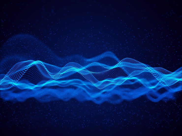 Free Photo 3d futuristic background with flowing particles data science