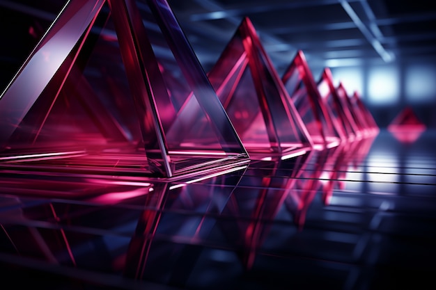 3d geometric shapes in indoors background
