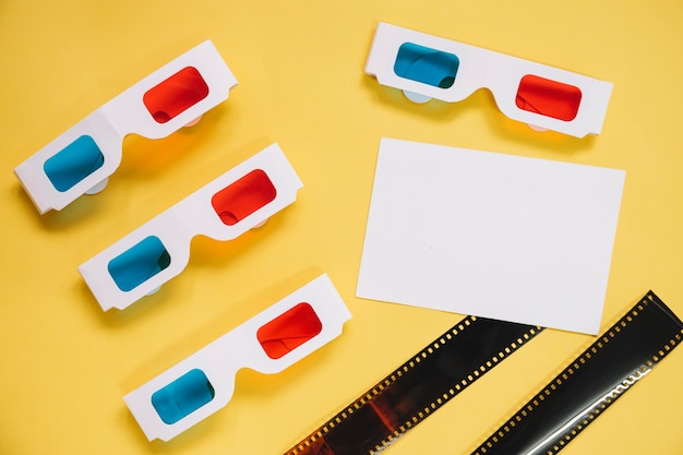 Free photo 3d glasses and card