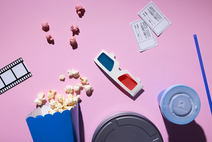 無料Photo 上から見た映画やチケットの3dメガネ