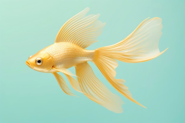 Бесплатное фото 3d золотая рыбка в студии