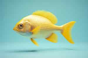 Бесплатное фото 3d золотая рыбка в студии