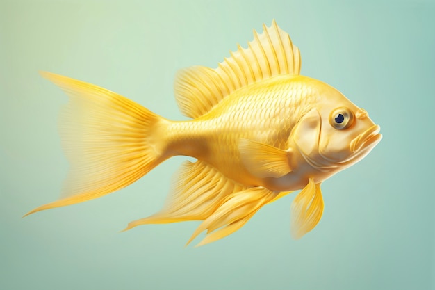 Free photo 3d golden fish in studio