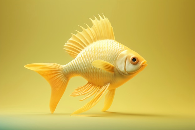 3d golden fish in studio