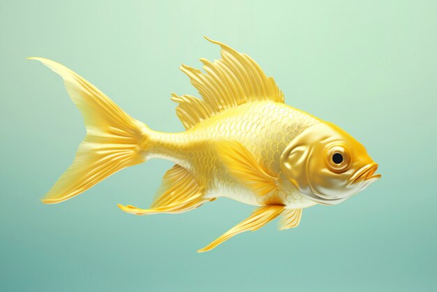 3d golden fish in studio