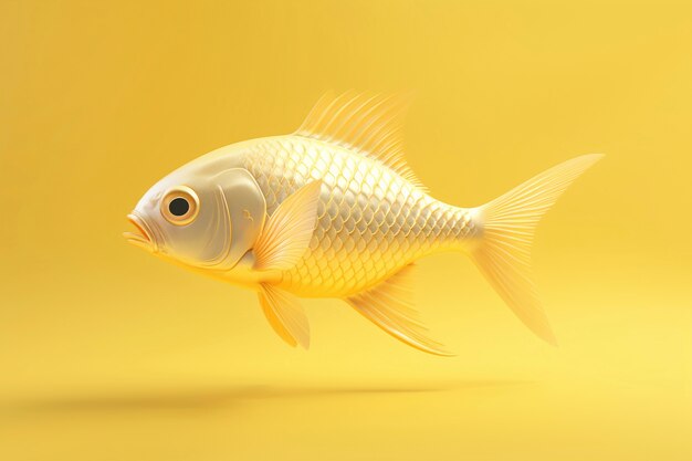 3d golden fish in studio