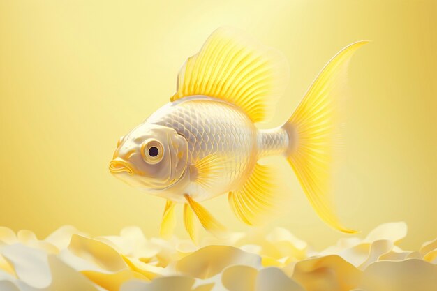 3D золотая рыбка в студии