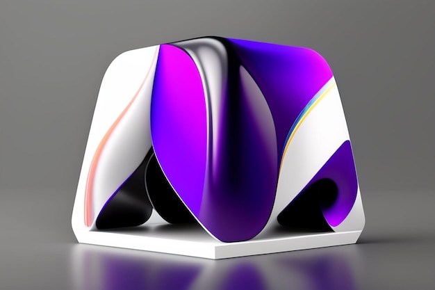 Free photo a 3d graphic of a purple and white object with a purple design.