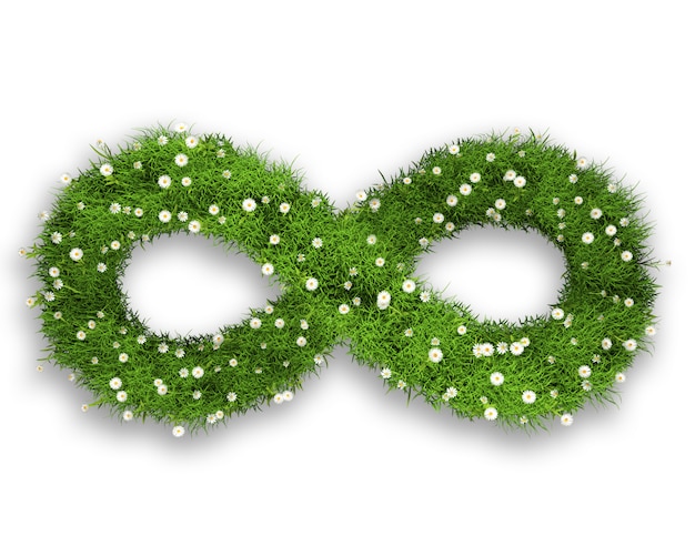 3D grass and daisies in an infinity symbol shape