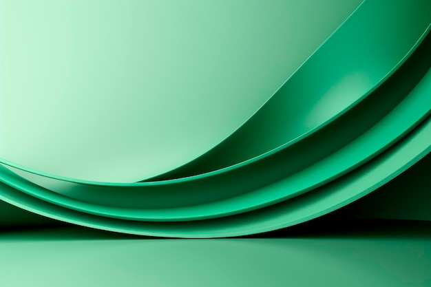 3D green abstract background with wavy lines