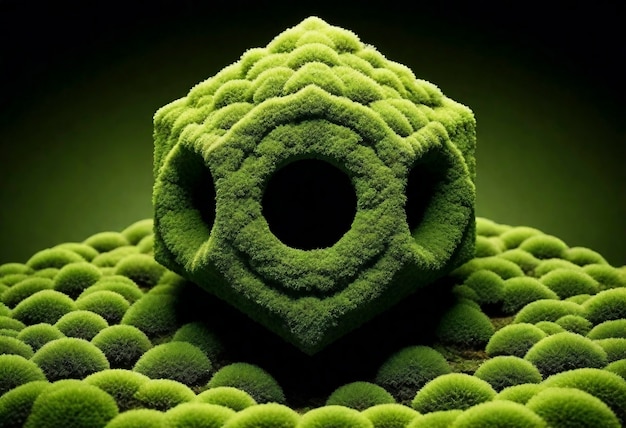 Free photo 3d green moss on abstract shape